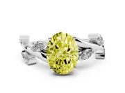 Oval Twisted Vine Engagement Ring Setting for a Fancy Yellow Lab-Grown Diamond | White Gold