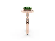 Asscher Cut Halo Engagement Ring Setting for a Fancy Green Lab-Grown Diamond | Bezel Station Shoulders | Rose Gold
