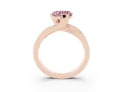 Heart-Shaped Graduated Bypass Engagement Ring Setting for a Fancy Pink Lab-Grown Diamond | Rose Gold