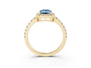 Emerald Cut Halo Engagement Ring Setting for a Fancy Blue Lab-Grown Diamond | Graduated Pavé Band | Yellow Gold