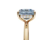 Asscher Cut Hidden Halo Ring Setting for a Fancy Blue Lab-Grown Diamond | Yellow Gold