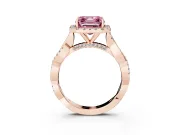 Asscher Cut Twist Halo Engagement Ring Setting for a Fancy Pink Lab-Grown Diamond | Rose Gold