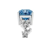 Radiant Cut Accented Engagement Ring Setting for a Fancy Blue Lab-Grown Diamond | Sterling Silver