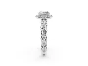 Cushion Cut Filigree Leaf Halo Engagement Ring Setting | Bezel Leaf Accents | Platinum