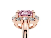 Princess Cut Cluster Halo Engagement Ring Setting for a Fancy Pink Lab-Grown Diamond | Large Round Accents | Rose Gold