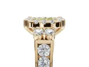 Cushion Cut Halo Engagement Ring Setting for a Fancy Yellow Lab-Grown Diamond | Graduated Channel Band | Yellow Gold