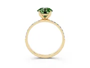 Round Pave Engagement Ring Setting for a Fancy Green Lab-Grown Diamond | Slim Band | Yellow Gold