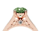 Oval Cathedral Channel Set Engagement Ring Setting for a Fancy Green Lab-Grown Diamond | Double Claw Prongs | Rose Gold