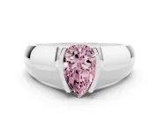 Pear-Shaped Half Bezel Solitaire Engagement Ring Setting for a Fancy Pink Lab-Grown Diamond | Wide Band | Platinum