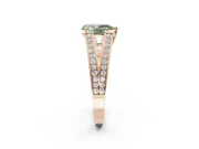 Pear-Shaped Split Shank Pavé Engagement Ring Setting for a Fancy Green Lab-Grown Diamond | Rose Gold