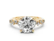 Round Graduated Accent Engagement Ring Setting | Scattered Shoulders | Yellow Gold