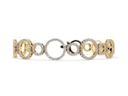 Round Lab-Grown Diamond Pavé Circle Link Bracelet | Large and Small Circles | Yellow Gold