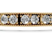 Round Lab-Grown Diamond Vintage Milgrain Tennis Bracelet | Paired Stones | Yellow Gold