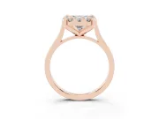 Emerald Cut Claw Corner Halo Engagement Ring Setting | Slim Plain Band | Rose Gold