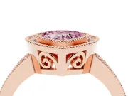 Fancy Pink Heart Cut Diamond Round Halo Ring Set in Rose gold with Pavé Band