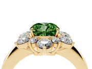 Cushion Cut Cluster Halo Engagement Ring Setting for a Fancy Green Lab-Grown Diamond | Yellow Gold