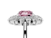 Princess Cut Floral Double Halo Engagement Ring Setting for a Fancy Pink Lab-Grown Diamond | Plain Band | Platinum