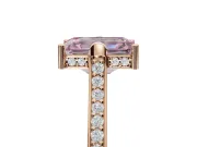 Emerald Cut Vintage Cathedral Engagement Ring Setting for a Fancy Pink Lab-Grown Diamond | Carved Band | Rose Gold