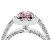 Oval Sectioned Halo Engagement Ring Setting for a Fancy Pink Lab-Grown Diamond | White Gold