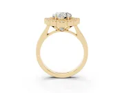 Heart-Shaped Vintage Milgrain Bezel Cluster Halo Engagement Ring Setting | Plain Band | Yellow Gold