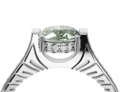 Oval Vintage Cathedral Engagement Ring Setting for a Fancy Green Lab-Grown Diamond | Carved Band | Platinum