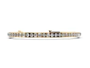 Round Lab-Grown Diamond Channel Set Tennis Bracelet | Square Links | Yellow Gold