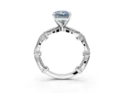 Radiant Cut Vintage Milgrain Engagement Ring Setting for a Fancy Blue Lab-Grown Diamond | Graduated Stations | Platinum