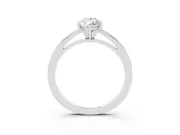 Pear Cut Diamond Solitaire Engagement Ring Set in Platinum with Prong Setting on a Classic Band
