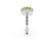 Emerald Cut Milgrain Halo Engagement Ring Setting for a Fancy Yellow Lab-Grown Diamond | Pavé Shoulders | White Gold