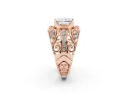 Radiant Cut Art Deco Graduated Pave Engagement Ring Setting | Split Shank | Rose Gold