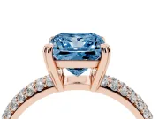 Princess Cut Three Row Pave Engagement Ring Setting for a Fancy Blue Lab-Grown Diamond | Rose Gold