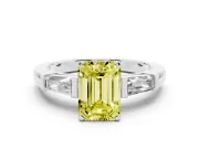 Emerald Cut Baguette Engagement Ring Setting for a Fancy Yellow Lab-Grown Diamond | Sterling Silver - Design NV-24496