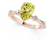 Pear-Shaped Bar Set Engagement Ring Setting for a Fancy Yellow Lab-Grown Diamond | Rose Gold