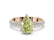Pear-Shaped Domed Pavé Engagement Ring Setting for a Fancy Yellow Lab-Grown Diamond | Rose Gold