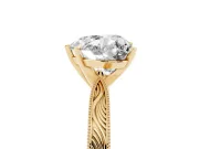 Heart-Shaped Engraved Solitaire Engagement Ring Setting | Milgrain Edges | Yellow Gold