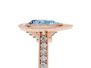 Pear-Shaped Vintage Milgrain Halo Engagement Ring Setting for a Fancy Blue Lab-Grown Diamond | Bezel Head | Rose Gold