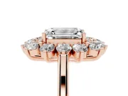 Emerald Cut Floral Double Halo Engagement Ring Setting | Plain Band | Rose Gold