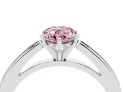 Fancy Pink Pear Cut Diamond Solitaire Ring Set in Platinum with Prong Setting and Classic Band