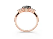 Heart-Shaped Vintage Cluster Engagement Ring Setting for a Black Center | Beaded Edges | Rose Gold