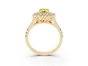 Emerald Cut Halo Split Shank Engagement Ring Setting for a Fancy Yellow Lab-Grown Diamond | Yellow Gold