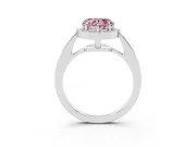 Fancy Pink Heart Cut Diamond Halo Pavé Engagement Ring Set in Platinum with Bezel Setting