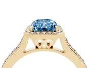 Radiant Cut Halo Engagement Ring Setting for a Fancy Blue Lab-Grown Diamond | Yellow Gold - Design NV-24729