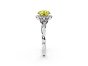 Round Halo Engagement Ring Setting for a Fancy Yellow Lab-Grown Diamond | Leaf Shoulders | Platinum