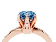 Fancy Blue Radiant Cut Diamond Solitaire Engagement Ring Set in Rose gold with Slim Tapered Solitaire Band
