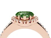 Heart-Shaped Pave Halo Engagement Ring Setting for a Fancy Green Lab-Grown Diamond | Pave Band | Rose Gold
