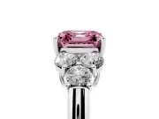 Asscher Cut Side Stone Engagement Ring Setting for a Fancy Pink Lab-Grown Diamond | Sterling Silver