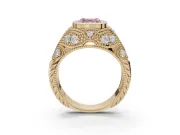 Asscher Cut Vintage Bezel Engagement Ring Setting for a Fancy Pink Lab-Grown Diamond | Yellow Gold