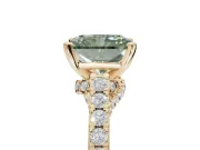 Radiant Cut Pavé Solitaire Engagement Ring Setting for a Fancy Green Lab-Grown Diamond | Crossover Gallery | Yellow Gold