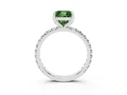 Fancy Green Princess Cut Diamond Pavé Solitaire Ring Set in Silver with Round Band and Prong Setting