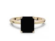 Radiant Cut Solitaire Engagement Ring Setting for a Fancy Pink Lab-Grown Diamond | Tapered Plain Band | Yellow Gold